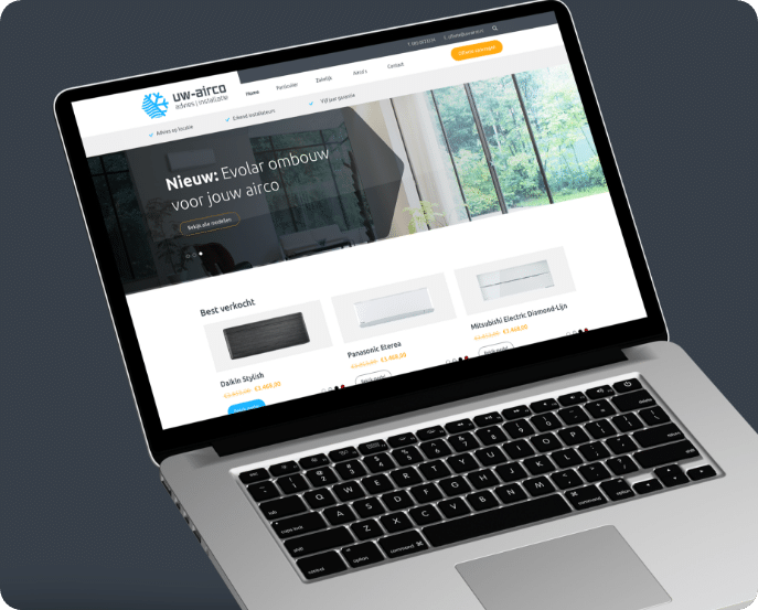 Uw Airco webdesign Code Blauw