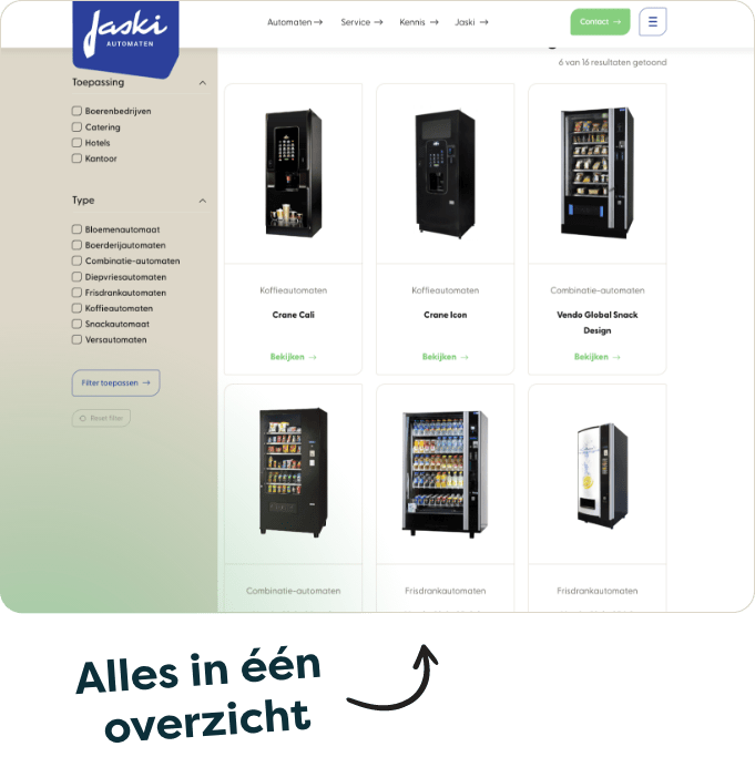 Webdevelopment nieuwe website Jaski Verkoopautomaten - Code Blauw
