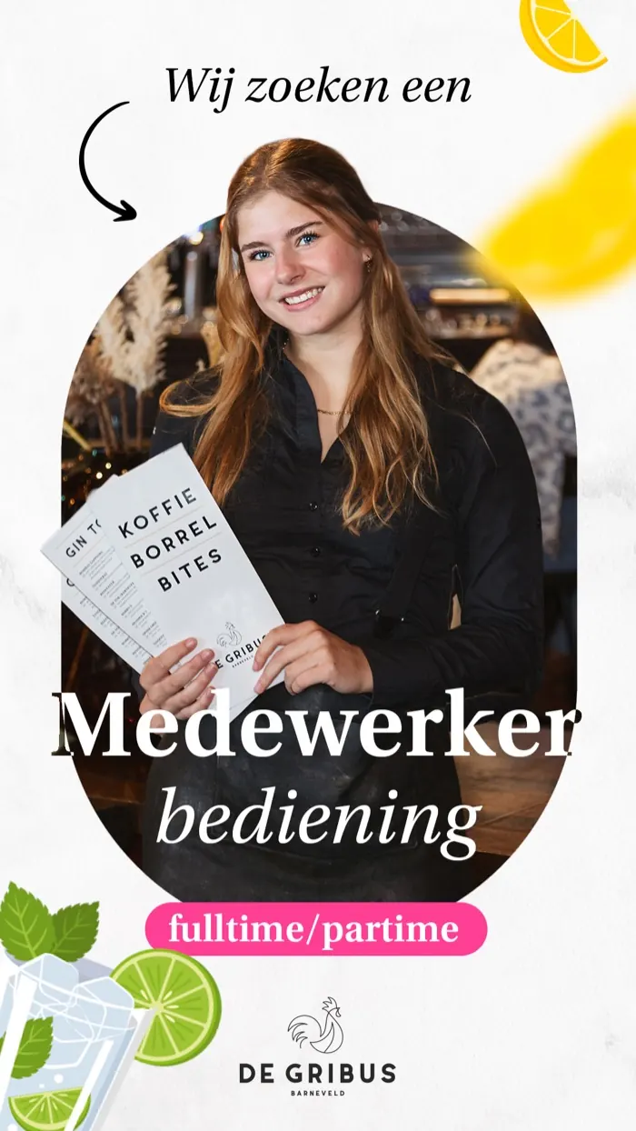 Vacature Medewerker bediening – De Gribus